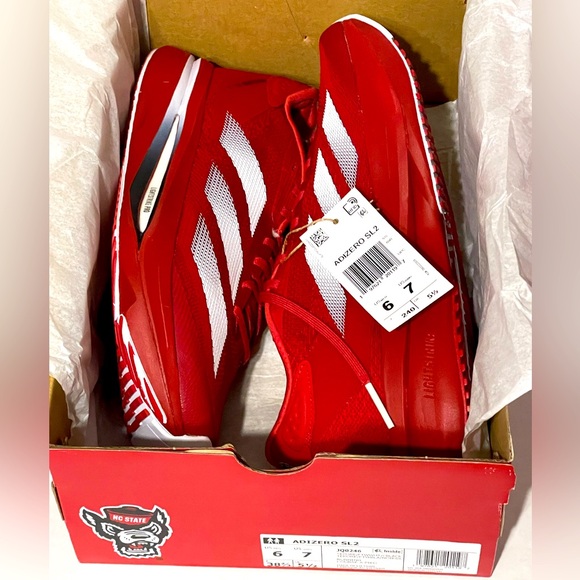 Adidas NC State Adizero SL2 - M6/W7 - Team Power Red/Cloud White - NIB - Picture 1 of 8